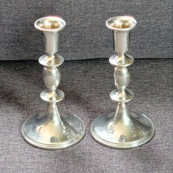 Empire Other - 1970 Pair of Empire Pewter Weighted Candlesticks